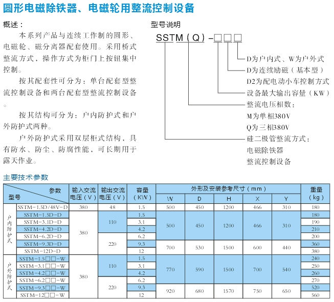 圓形電磁除鐵、電磁輪用整流控制設(shè)備